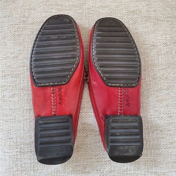Cole Haan Red Leather Flat Loafer Mules sz 6.5 - Picture 10 of 11
